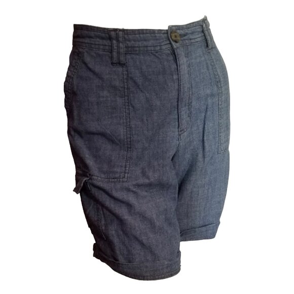 Merona High Waisted Cargo Shorts Sz 12 Womens Rolled Legs and Pockets - Picture 3 of 5